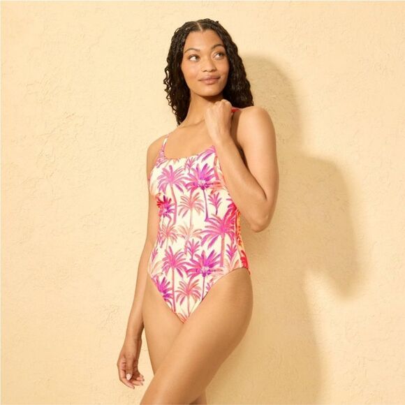 Tropical Palm Print One-Piece Swimsuit Shade&Shore - Picture 1 of 6